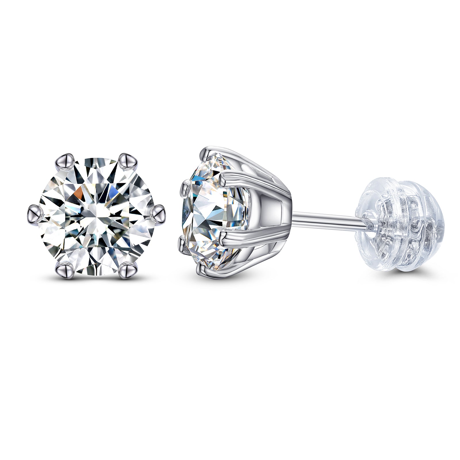 VVS D Moissanite Earrings 0.5ct-2ct 925 Silver - with Certificates