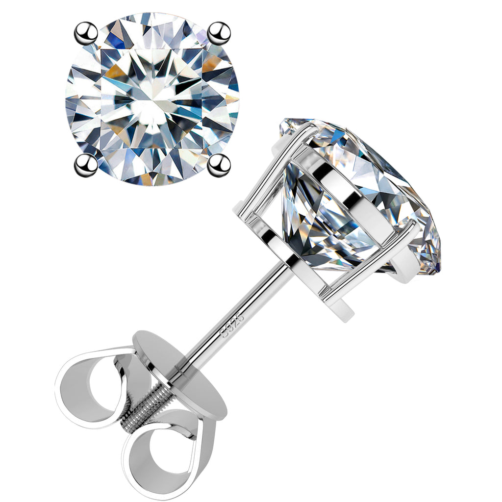 VVS D Moissanite Earrings 0.5ct-2ct 925 Silver - with Certificates