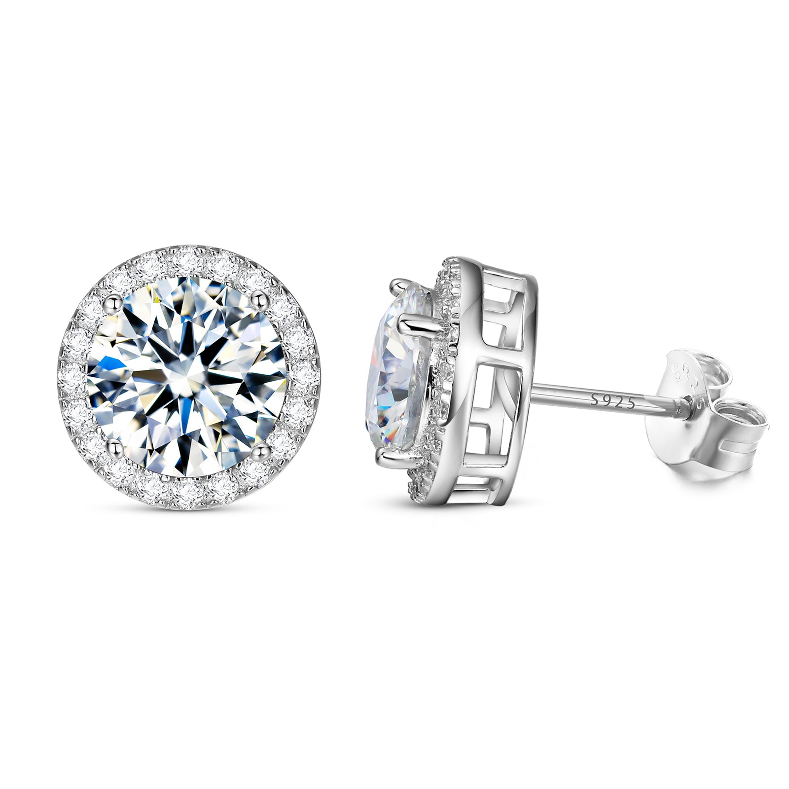 VVS D Moissanite Earrings 0.5ct-2ct 925 Silver - with Certificates