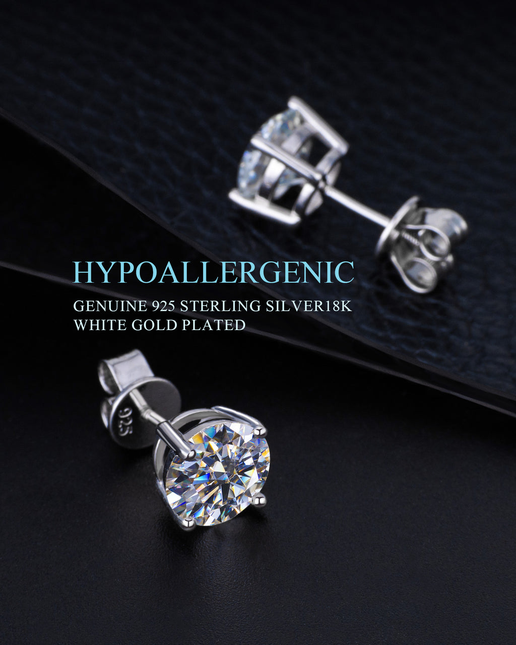 VVS D Moissanite Earrings 0.5ct-2ct 925 Silver - with Certificates