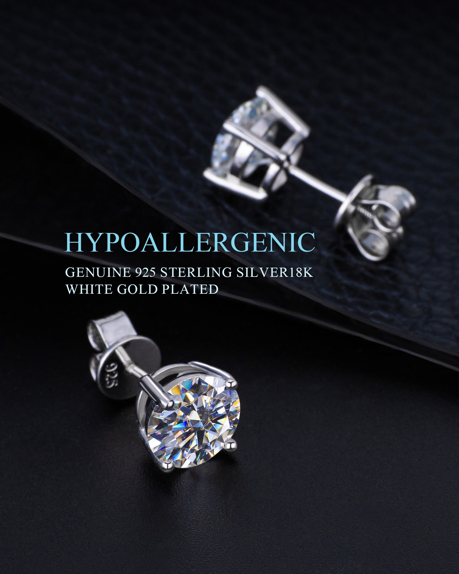 VVS D Moissanite Earrings 0.5ct-2ct 925 Silver - with Certificates