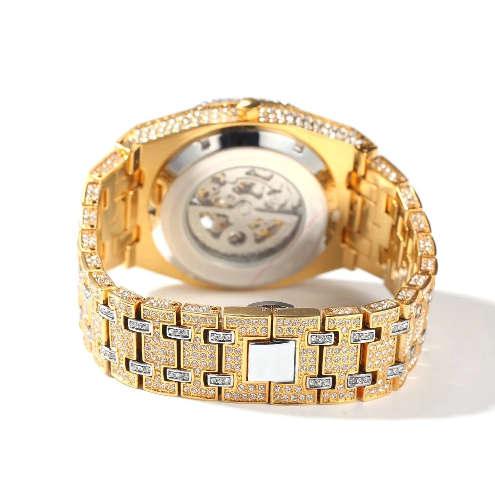 Luxury Rhinestones Watches White Gold Shine