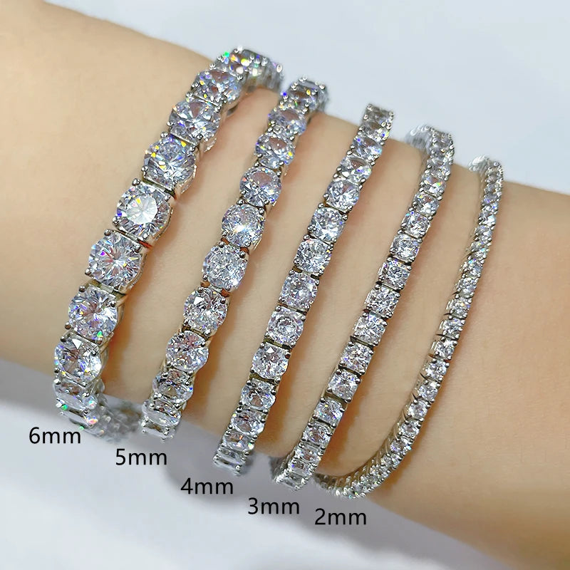 GRA Moissanite Tennis Chain Bracelet Ice Out 925 Silver Bracelet