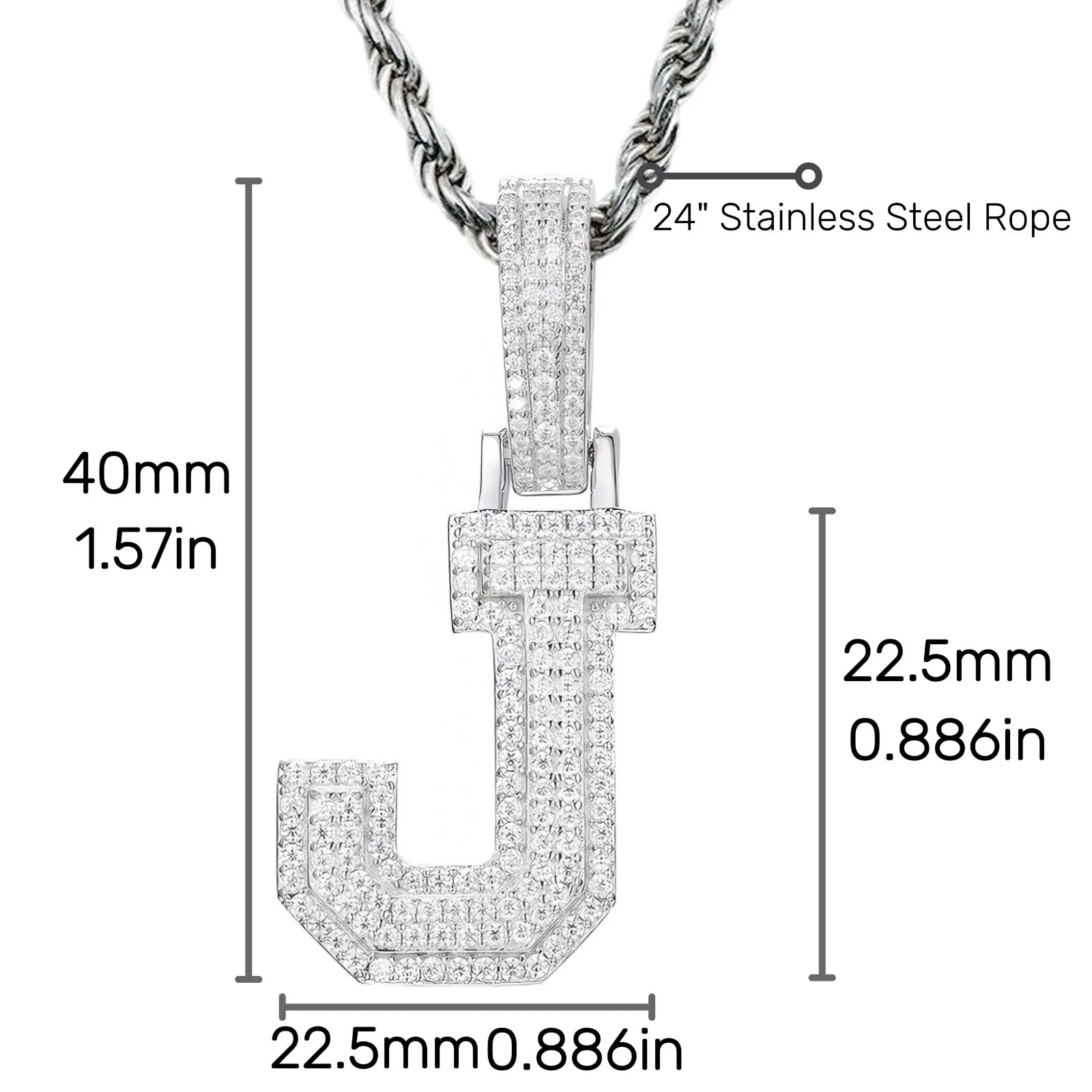 Moissanite Pendant Necklace - A-Z Letter Iced Out