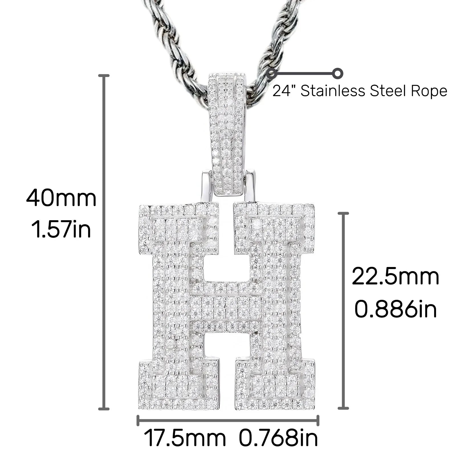 Moissanite Pendant Necklace - A-Z Letter Iced Out