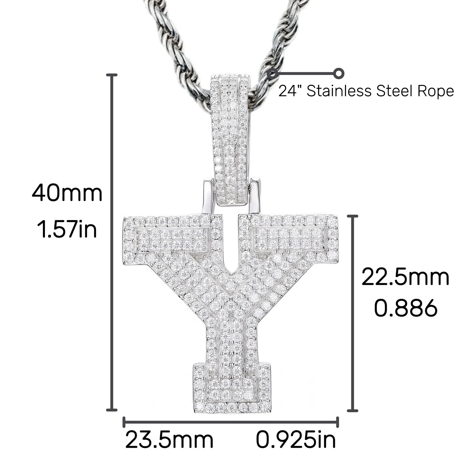 Moissanite Pendant Necklace - A-Z Letter Iced Out