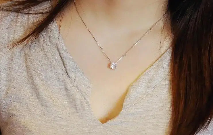 1ct Moissanite Jewelry Set - 925 Sterling Silver Necklace & Earrings DVS