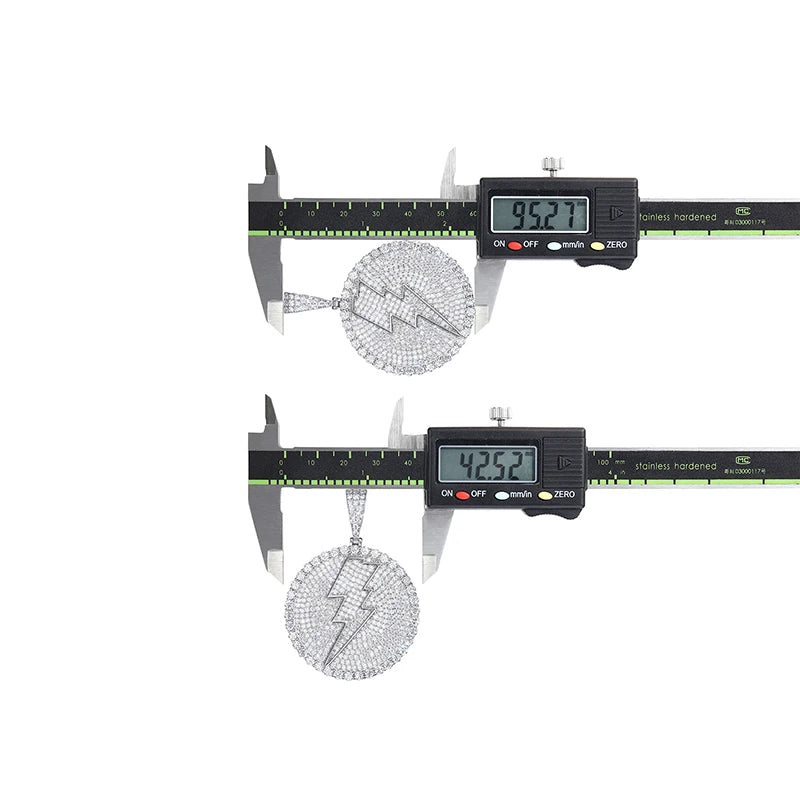 Round Lightning Bolt Moissanite Pendant - 18K Gold Plated S925 Silver