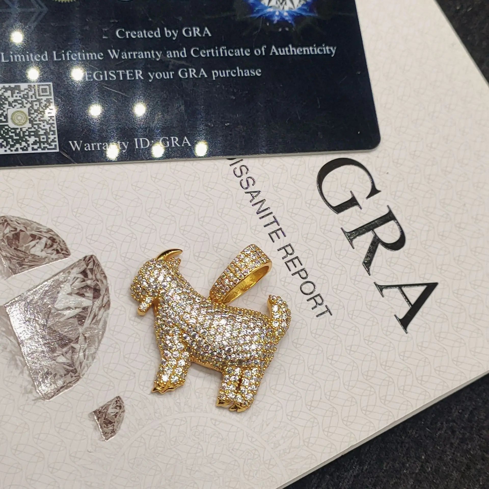 GOAT Iced-Out Moissanite Pendant - 925 Silver Gold Plated