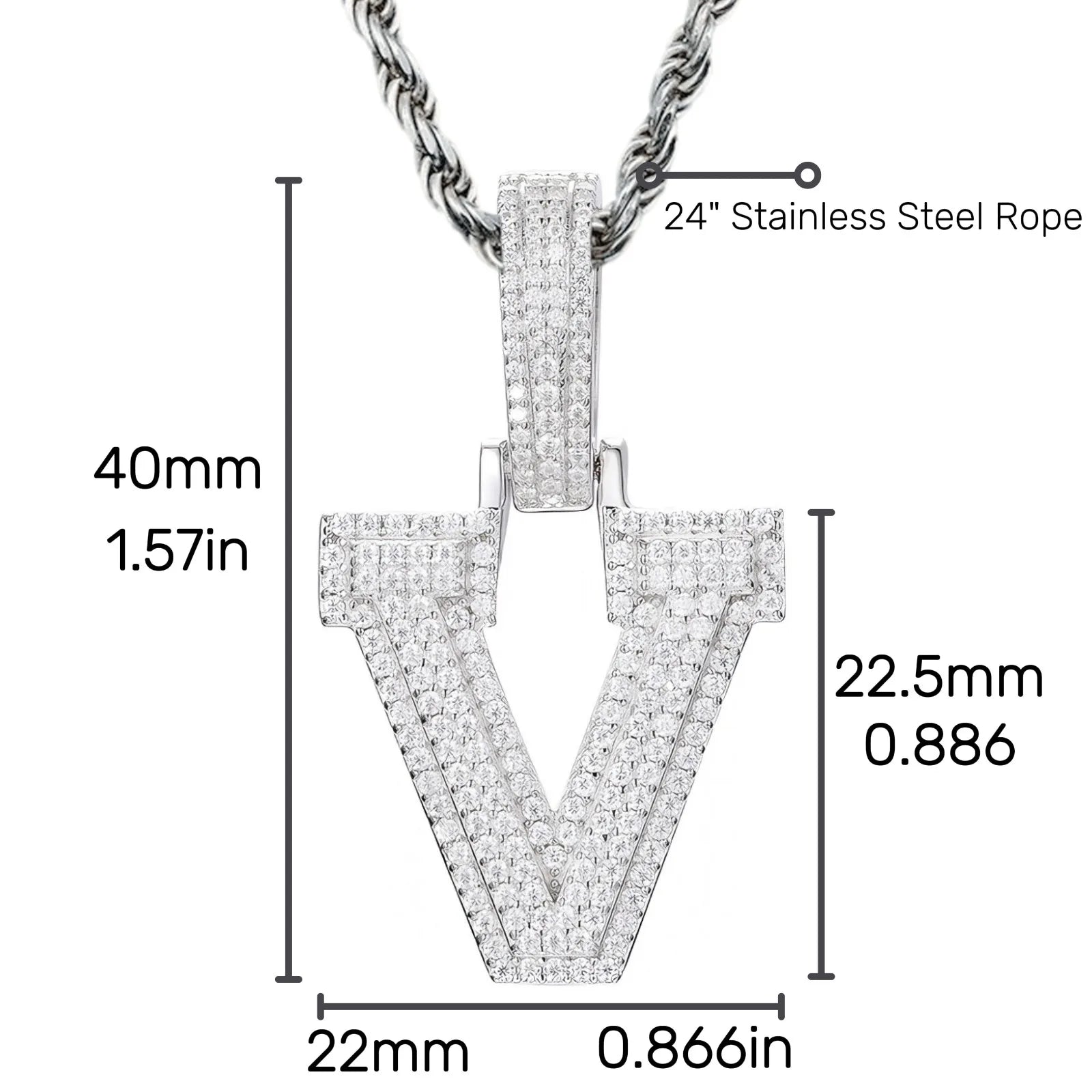Moissanite Pendant Necklace - A-Z Letter Iced Out