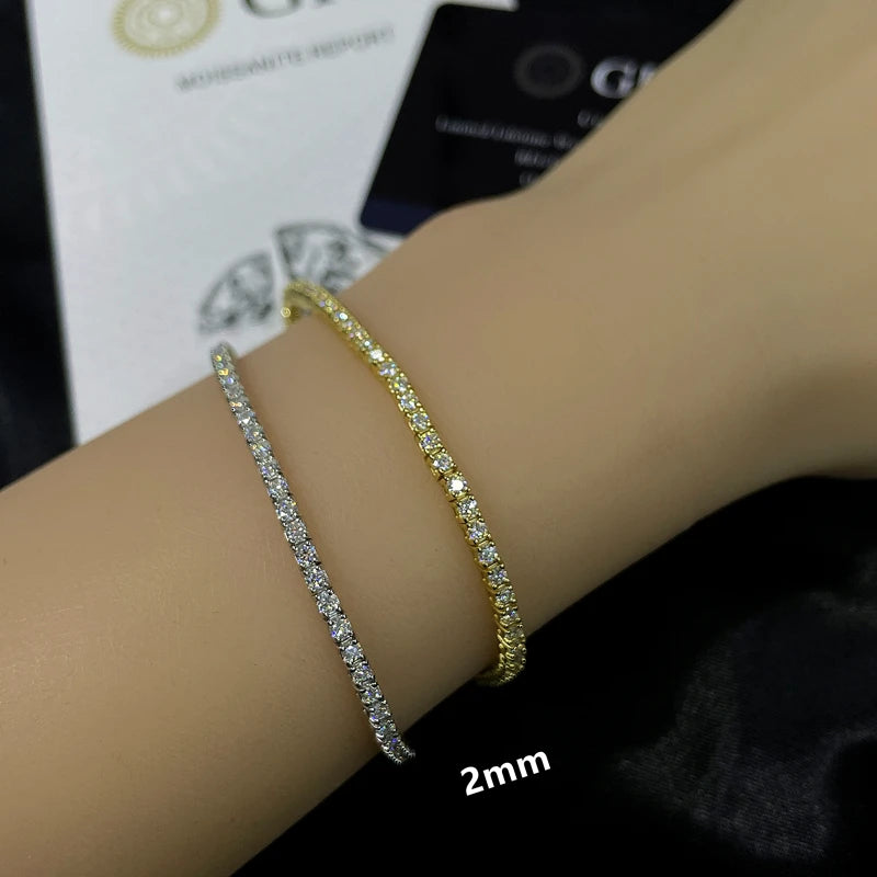 GRA Moissanite Tennis Chain Bracelet Ice Out 925 Silver Bracelet