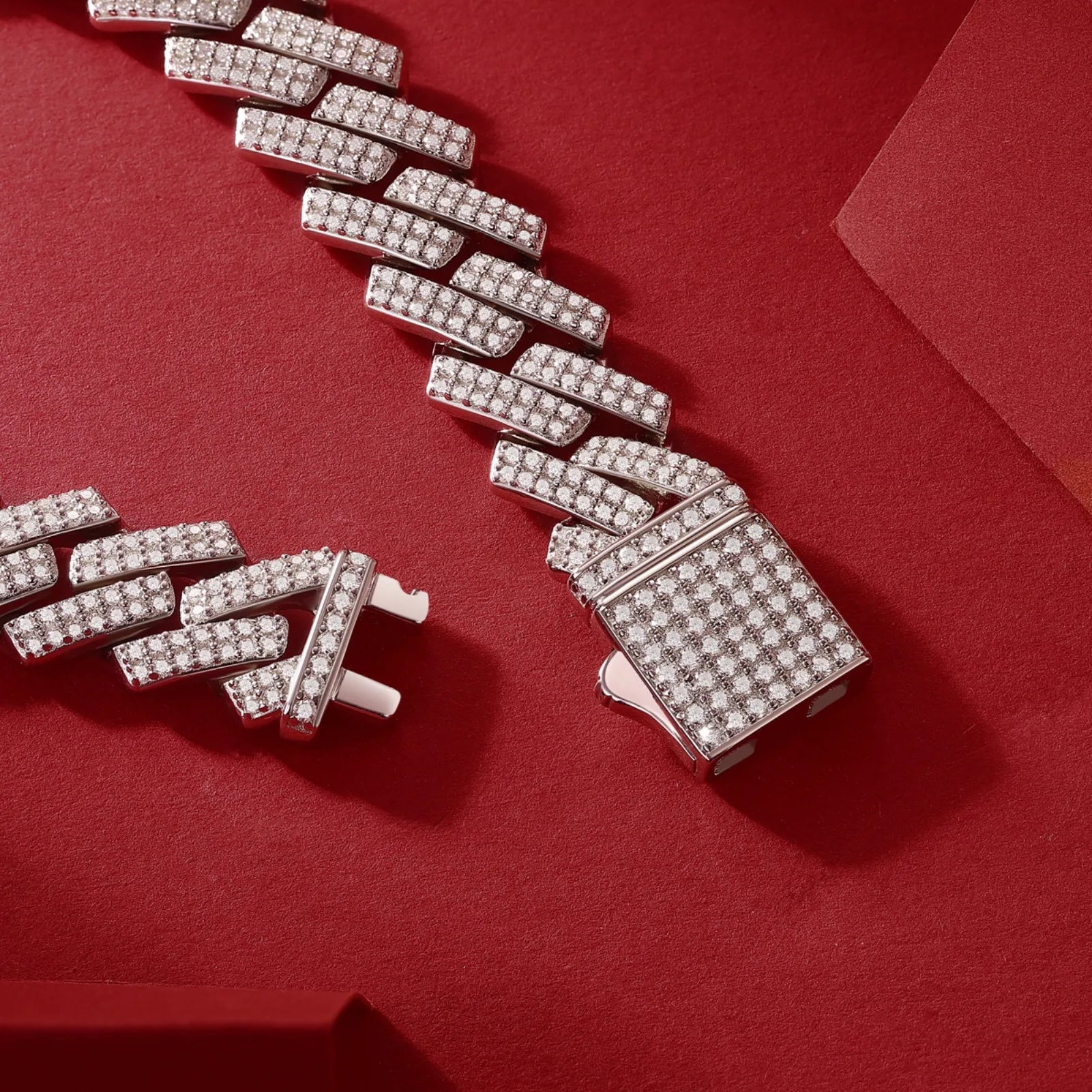 14mm Full Moissanite Iced Out Cuban Link Bracelet - 925 Sterling Silver