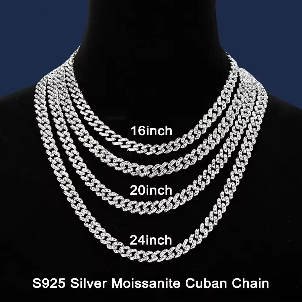 Celestial Iced Cuban Chain - Moissanite 925 Sterling Silver 18K Gold Plated
