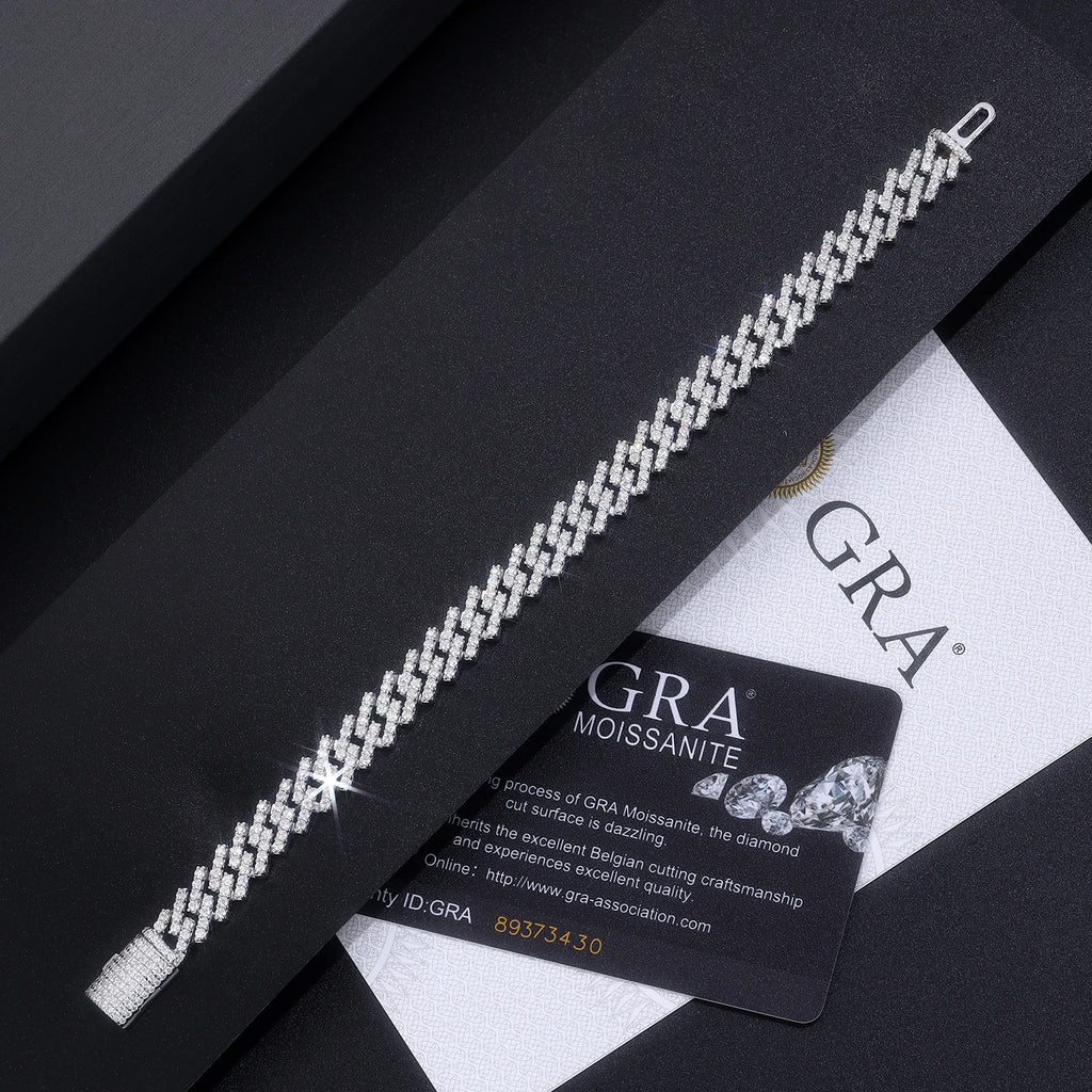 Moissanite Miami Cuban Bracelet - 925 Sterling Silver 18K Gold Plated 8mm