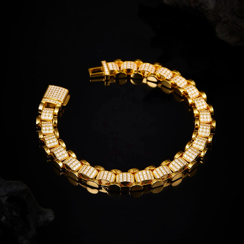 Iced Out Moissanite Cuban Link Bracelet - S925 Silver 18K Gold Plated