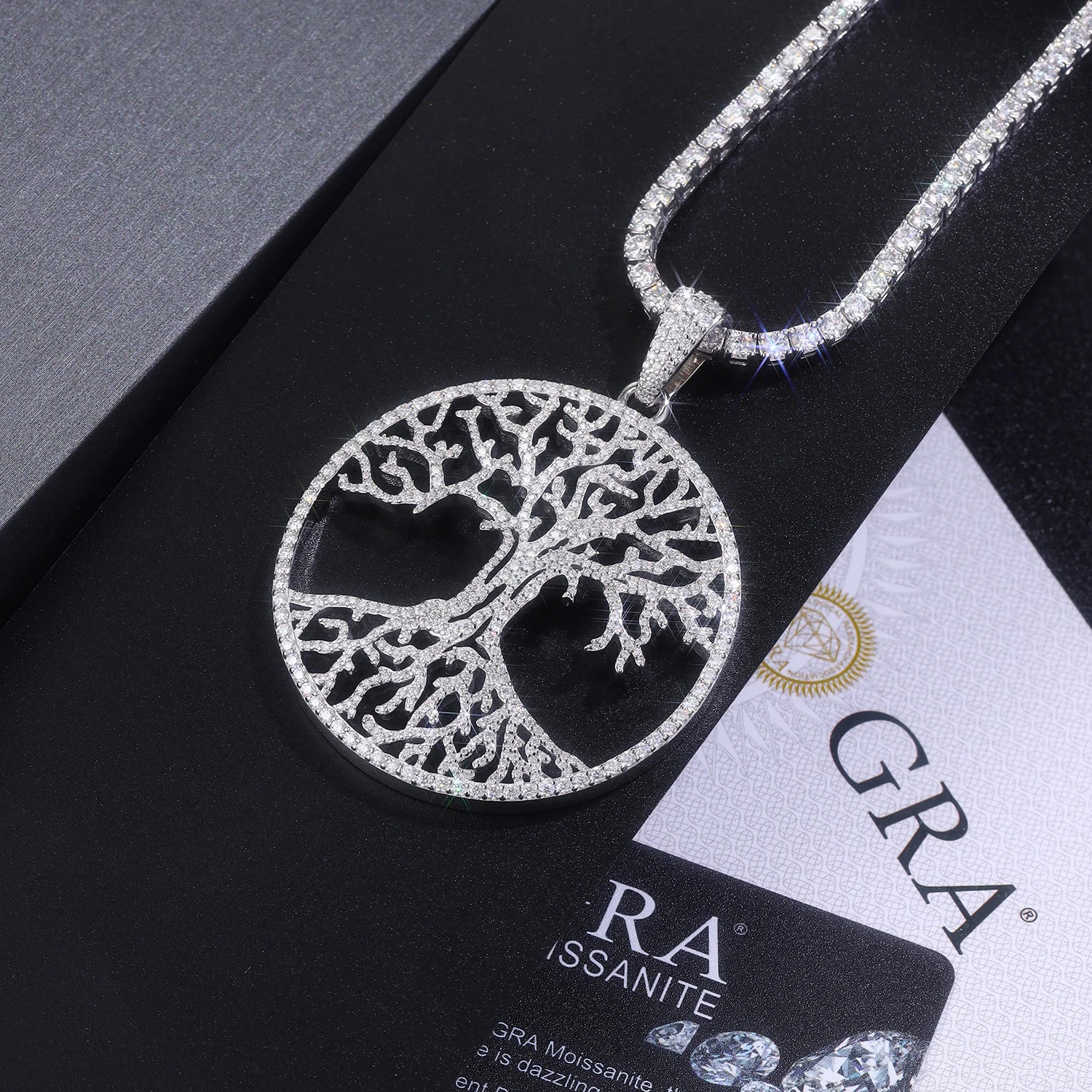 Tree of Life Iced-Out Moissanite Pendant - GRA Certified