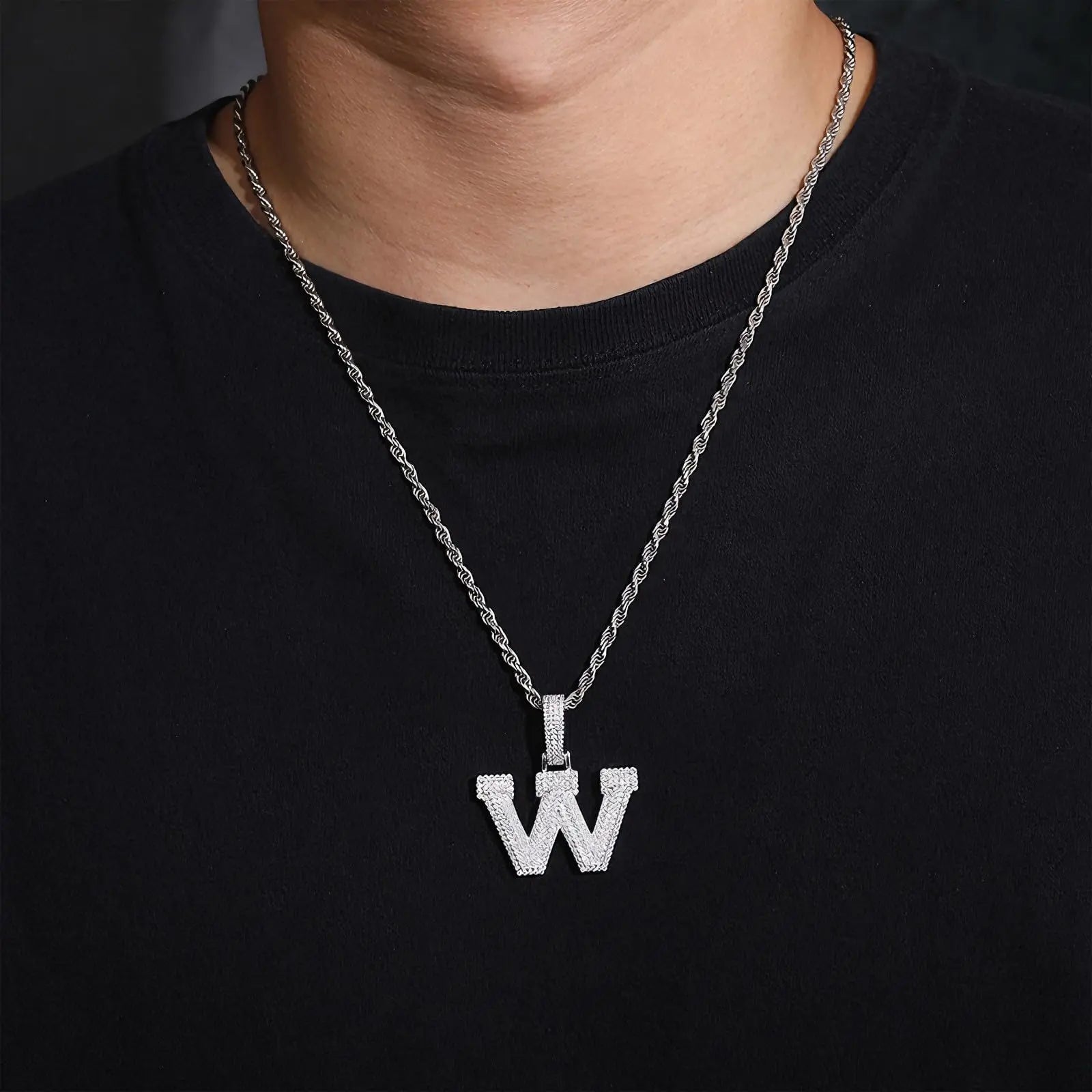 Moissanite Pendant Necklace - A-Z Letter Iced Out