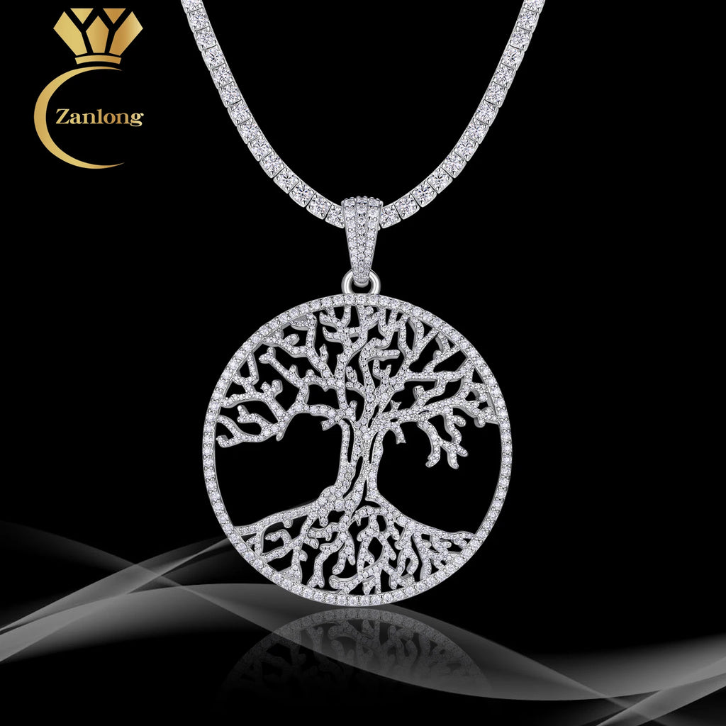 Tree of Life Iced-Out Moissanite Pendant - GRA Certified