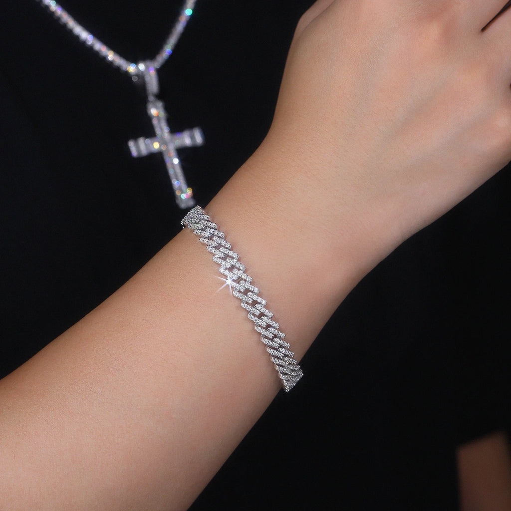 Moissanite Miami Cuban Bracelet - 925 Sterling Silver 18K Gold Plated 8mm