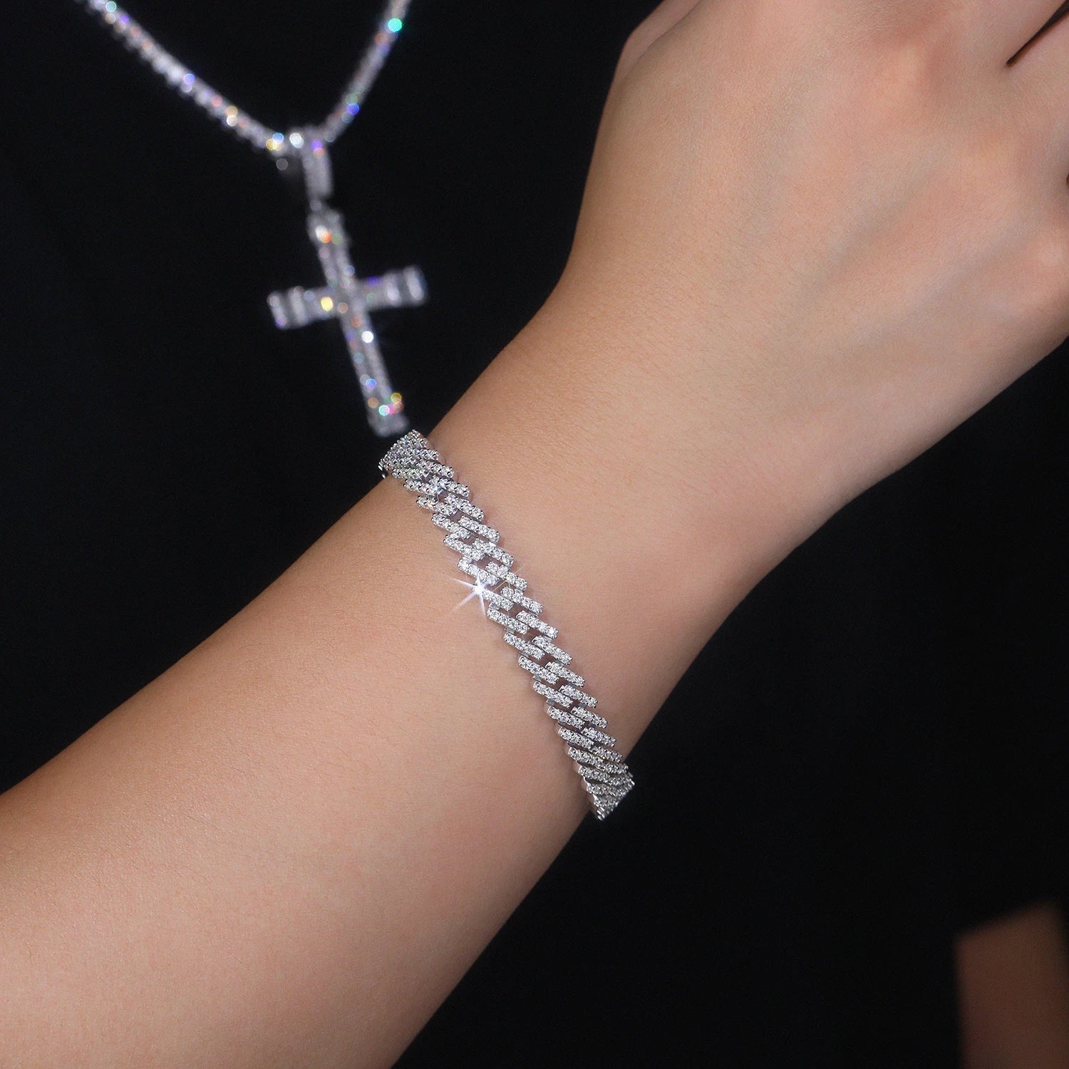 Moissanite Miami Cuban Bracelet - 925 Sterling Silver 18K Gold Plated 8mm