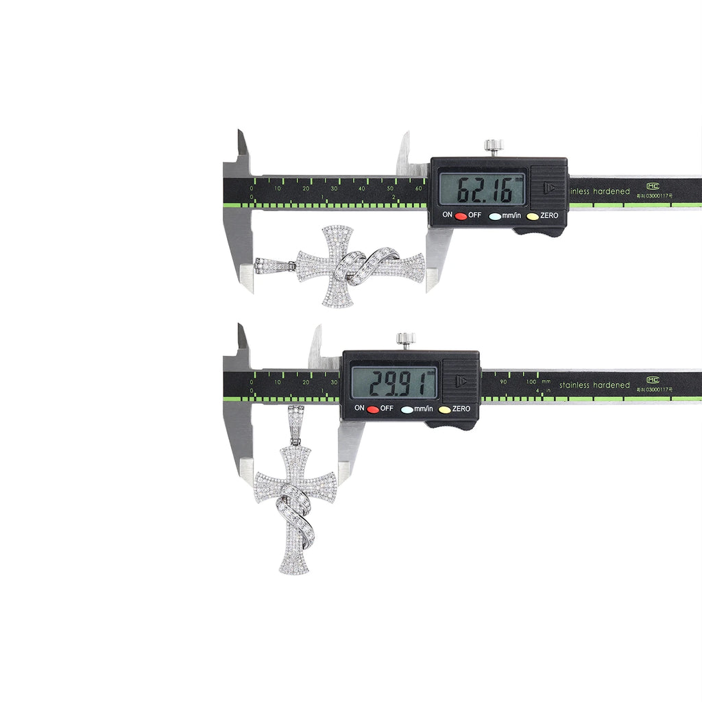 Celestial Cross Pendant Necklace - 925 Sterling Silver with Moissanite Stones