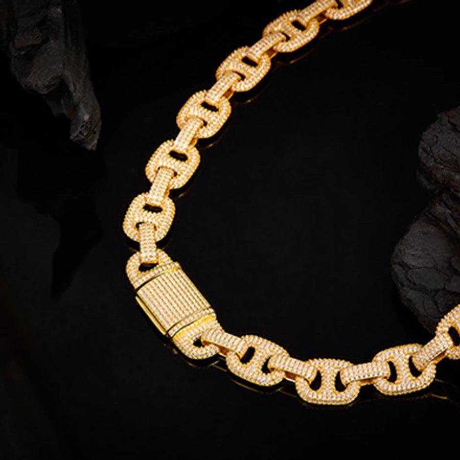 Celestial Iced Link Chain - D Color Moissanite 925 Sterling Silver 18K Gold Plated