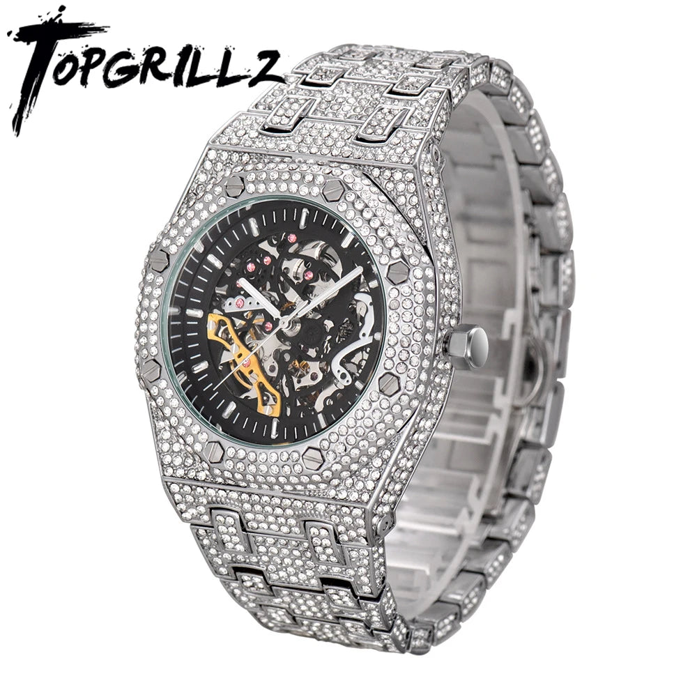 Luxury Rhinestones Watches White Gold Shine