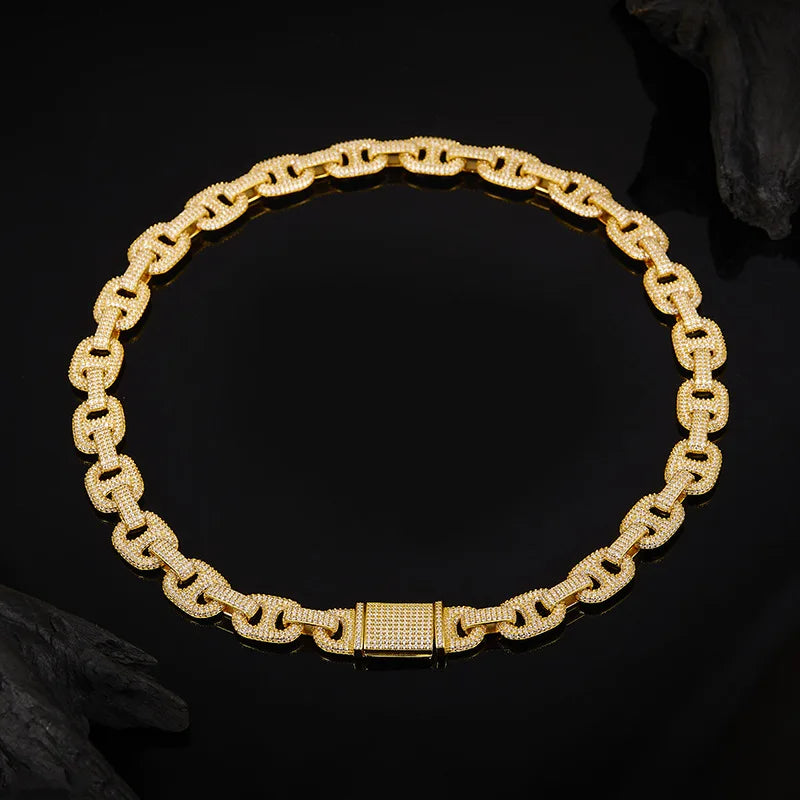 Celestial Iced Link Chain - D Color Moissanite 925 Sterling Silver 18K Gold Plated