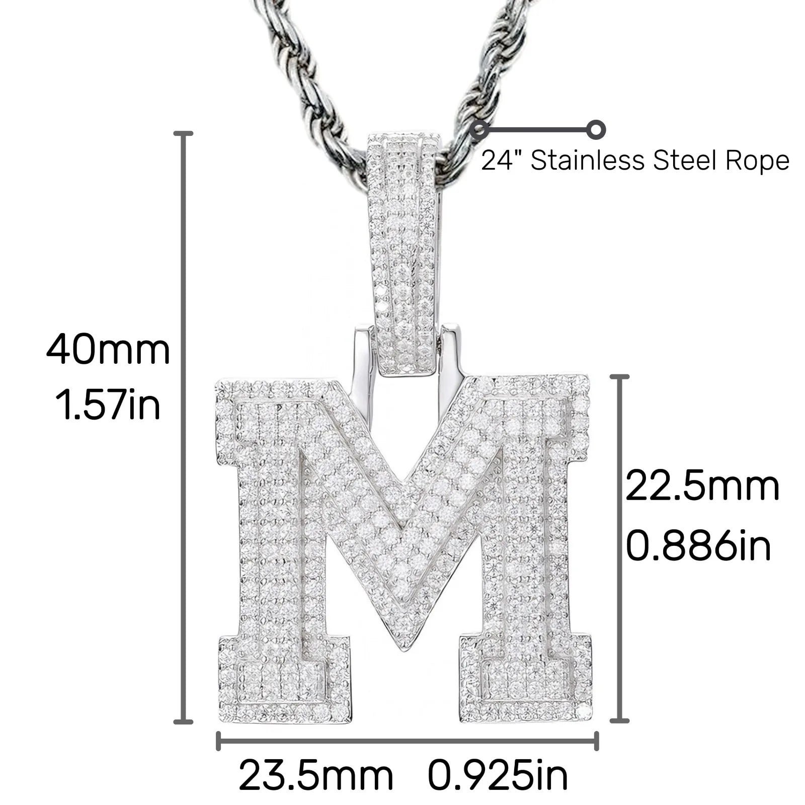 Moissanite Pendant Necklace - A-Z Letter Iced Out