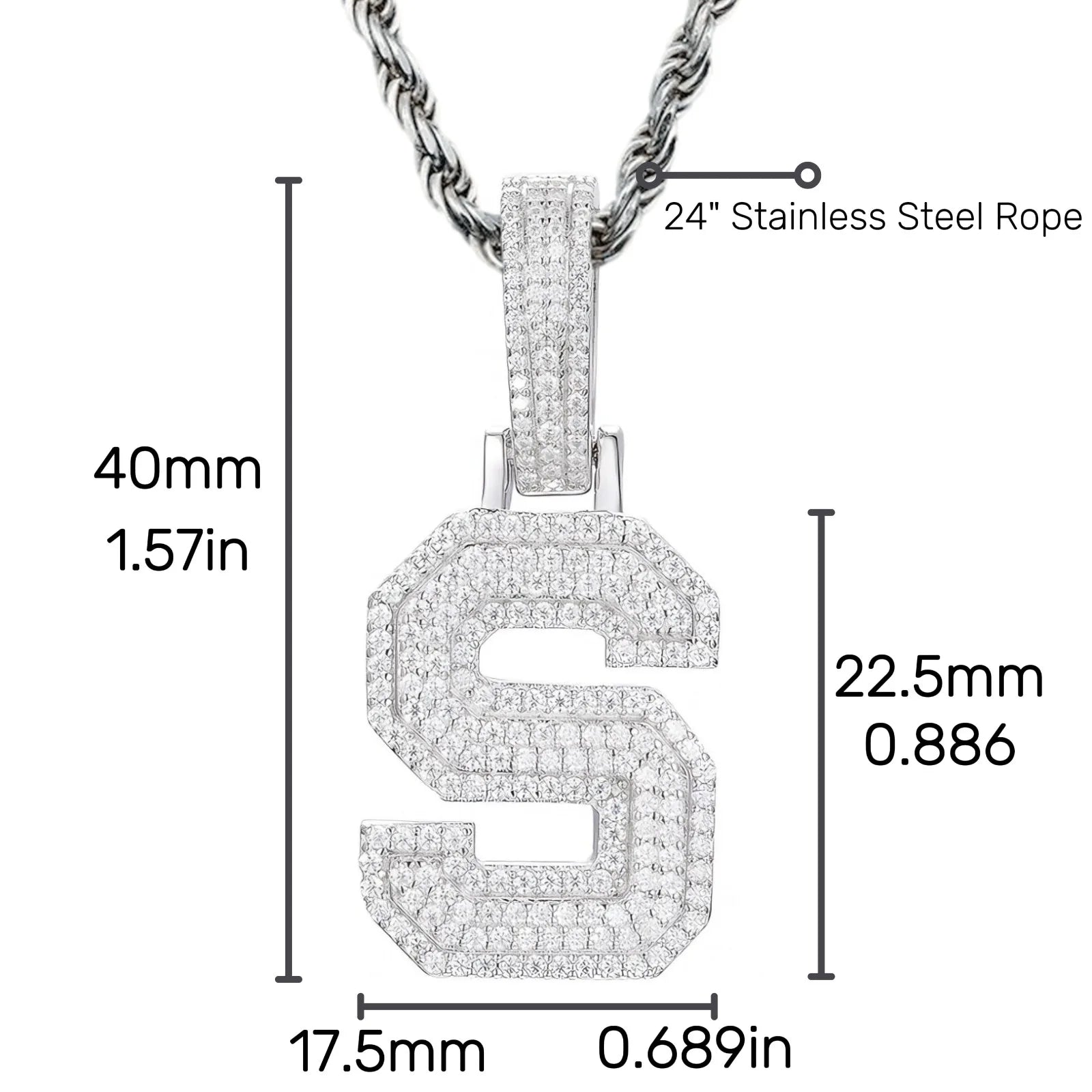 Moissanite Pendant Necklace - A-Z Letter Iced Out