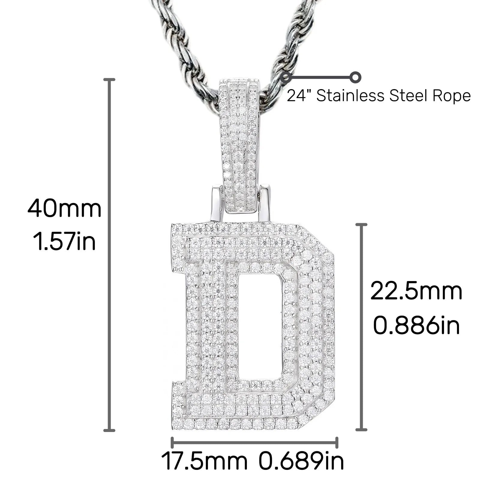 Moissanite Pendant Necklace - A-Z Letter Iced Out