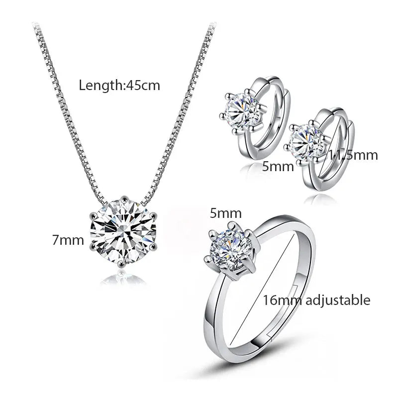 1ct Moissanite Jewelry Set - 925 Sterling Silver Necklace & Earrings DVS