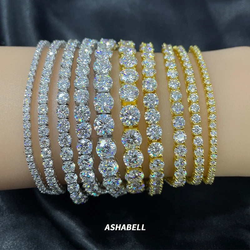 GRA Moissanite Tennis Chain Bracelet Ice Out 925 Silver Bracelet