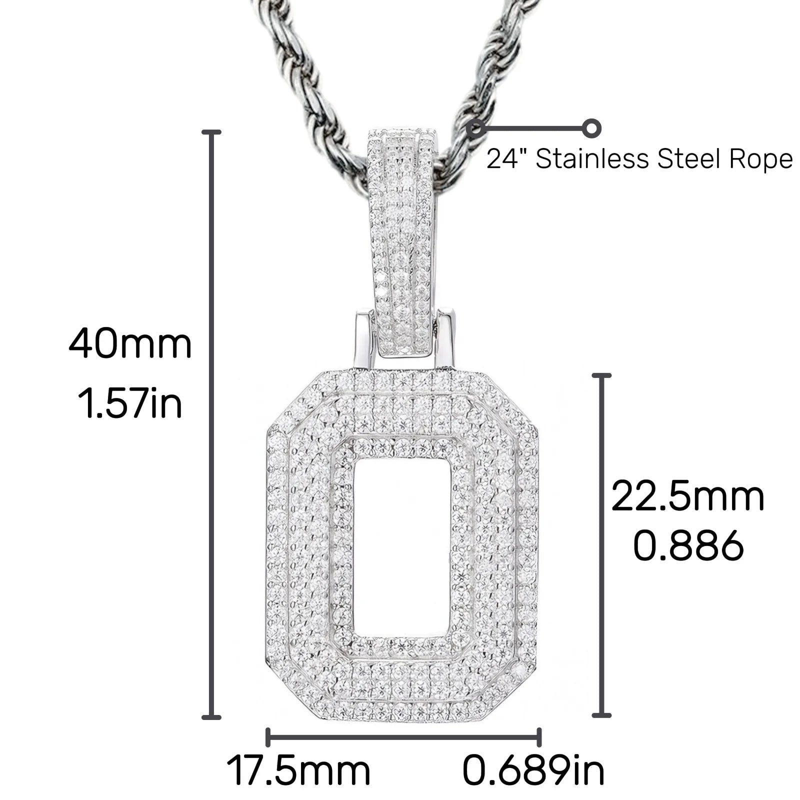 Moissanite Pendant Necklace - A-Z Letter Iced Out
