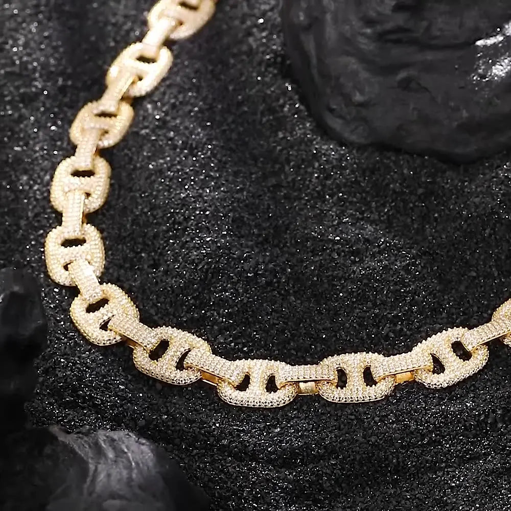 Celestial Iced Link Chain - D Color Moissanite 925 Sterling Silver 18K Gold Plated