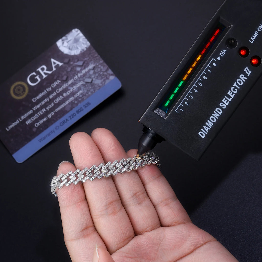 Moissanite Miami Cuban Bracelet - 925 Sterling Silver 18K Gold Plated 8mm