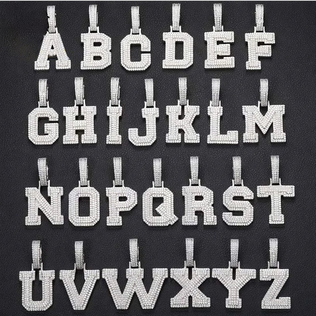 Moissanite Pendant Necklace - A-Z Letter Iced Out