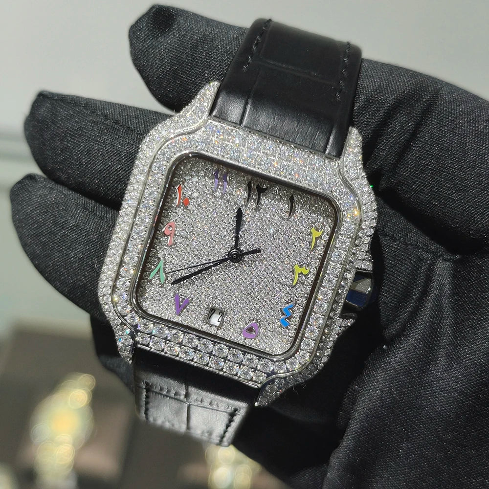 Iced Out VVS Moissanite Automatic Watch - Luxury Mechanical Timepiece