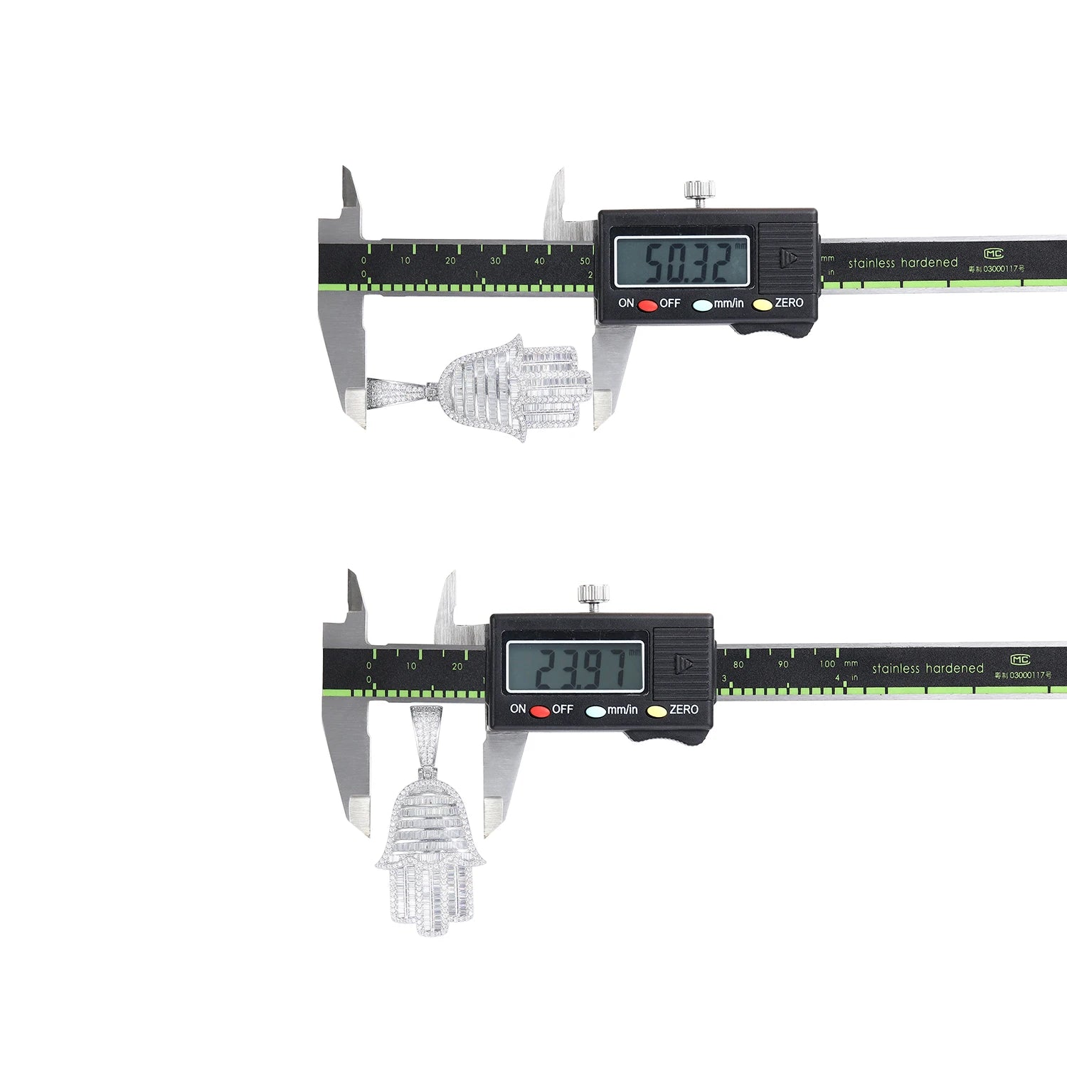 Iced Hamsa Hand Moissanite Pendant - GRA Certified