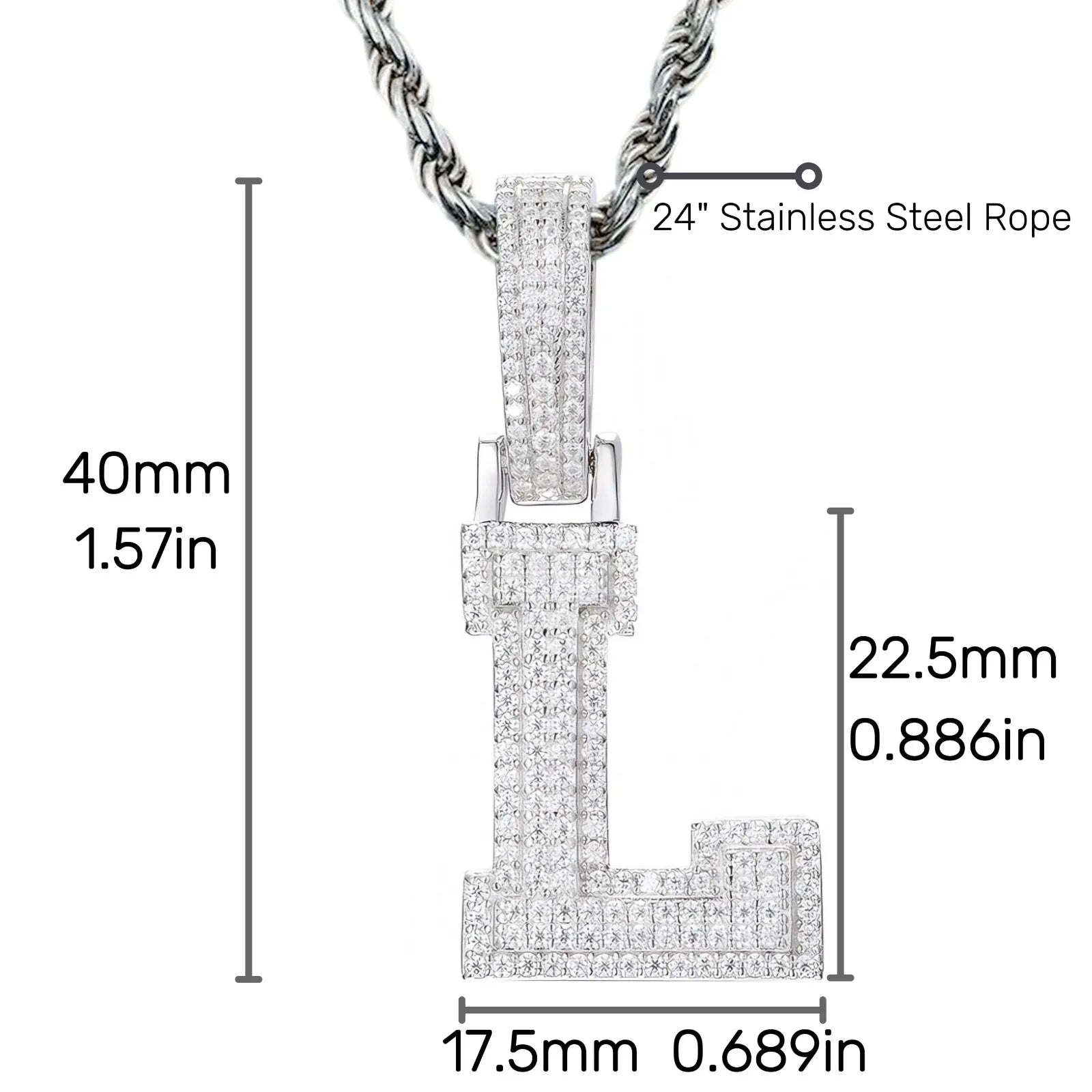 Moissanite Pendant Necklace - A-Z Letter Iced Out