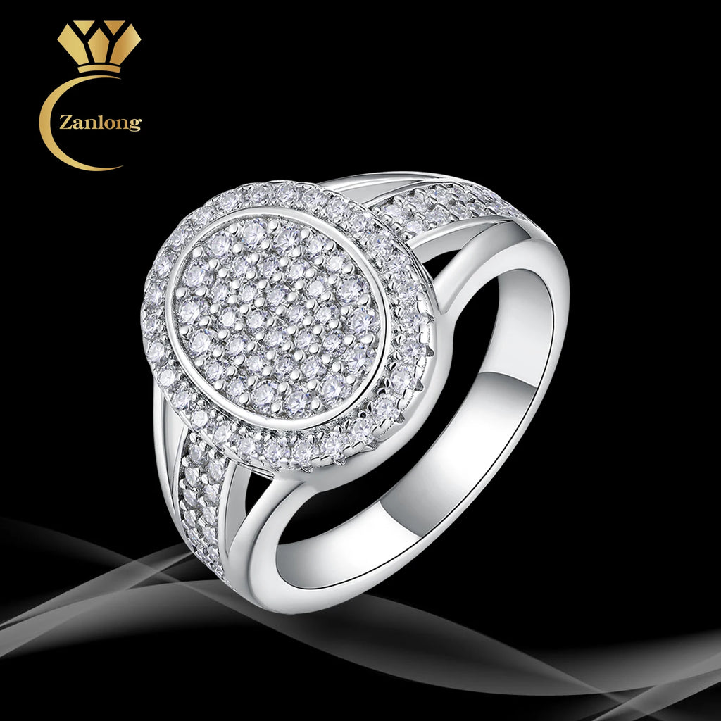 GRA Certified Iced Out Moissanite Ring - 925 Sterling Silver Hip Hop Luxury