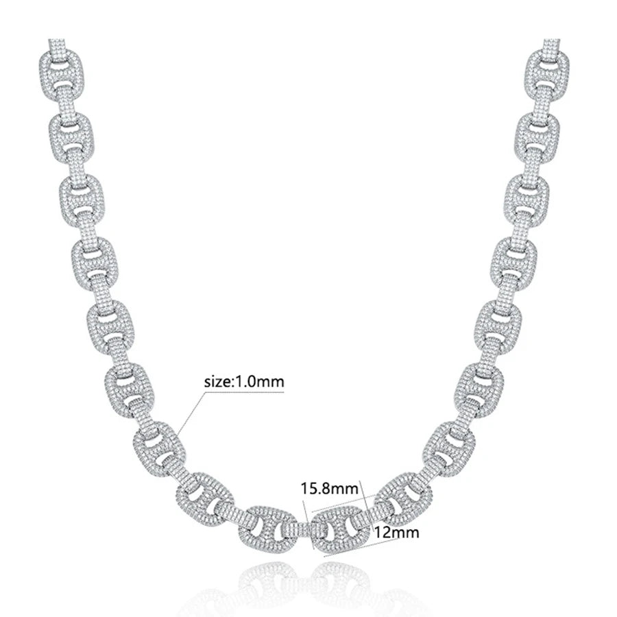 Celestial Iced Link Chain - D Color Moissanite 925 Sterling Silver 18K Gold Plated