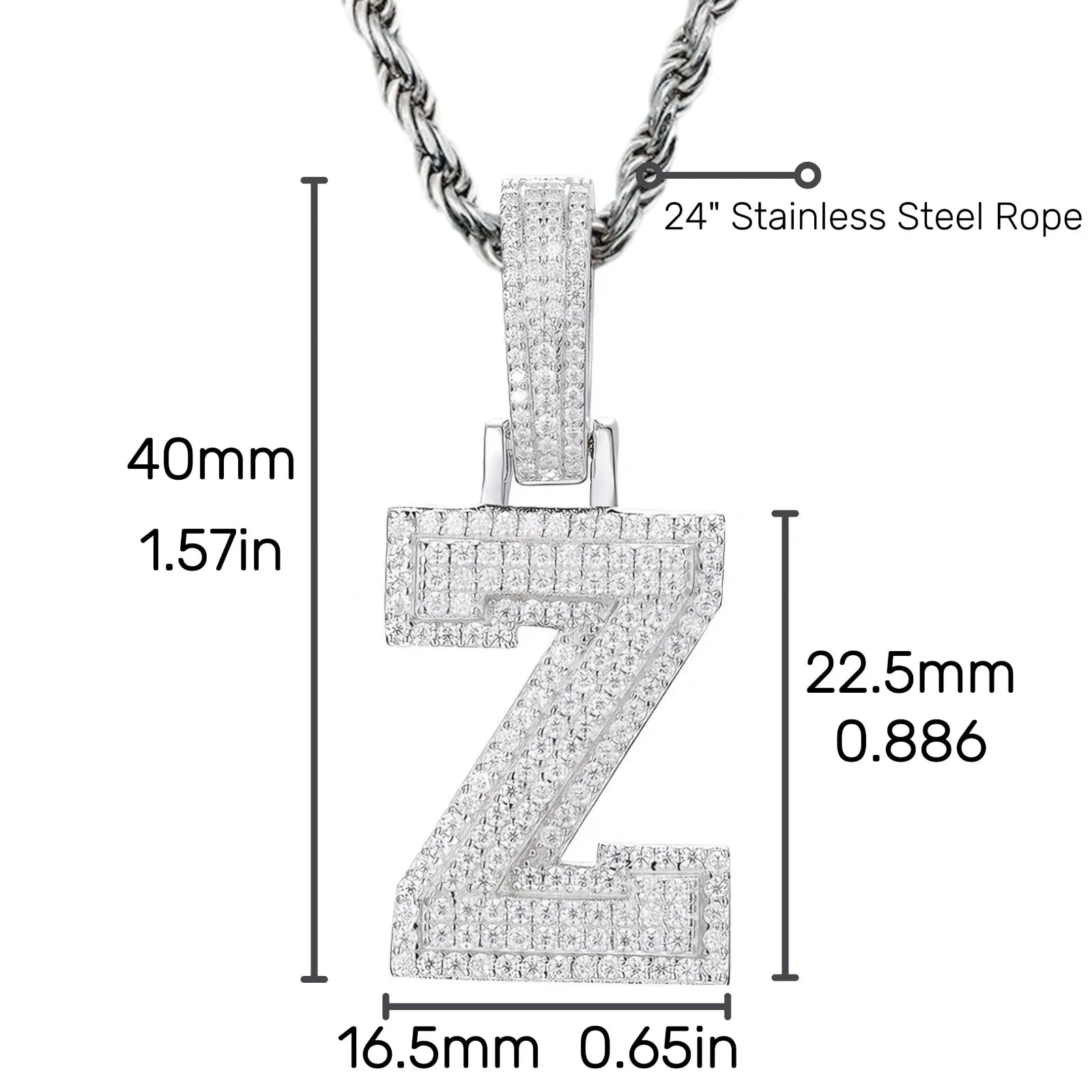 Moissanite Pendant Necklace - A-Z Letter Iced Out