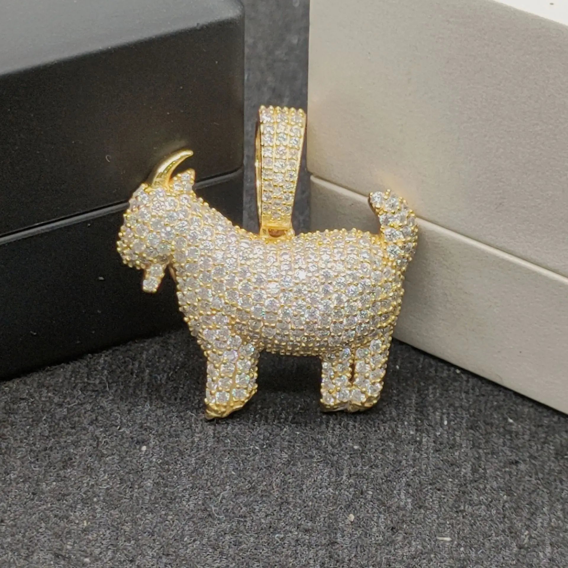 GOAT Iced-Out Moissanite Pendant - 925 Silver Gold Plated