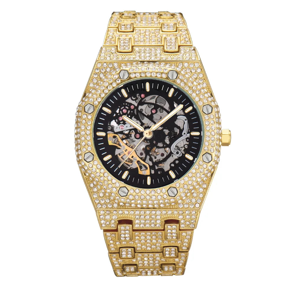 Luxury Rhinestones Watches White Gold Shine