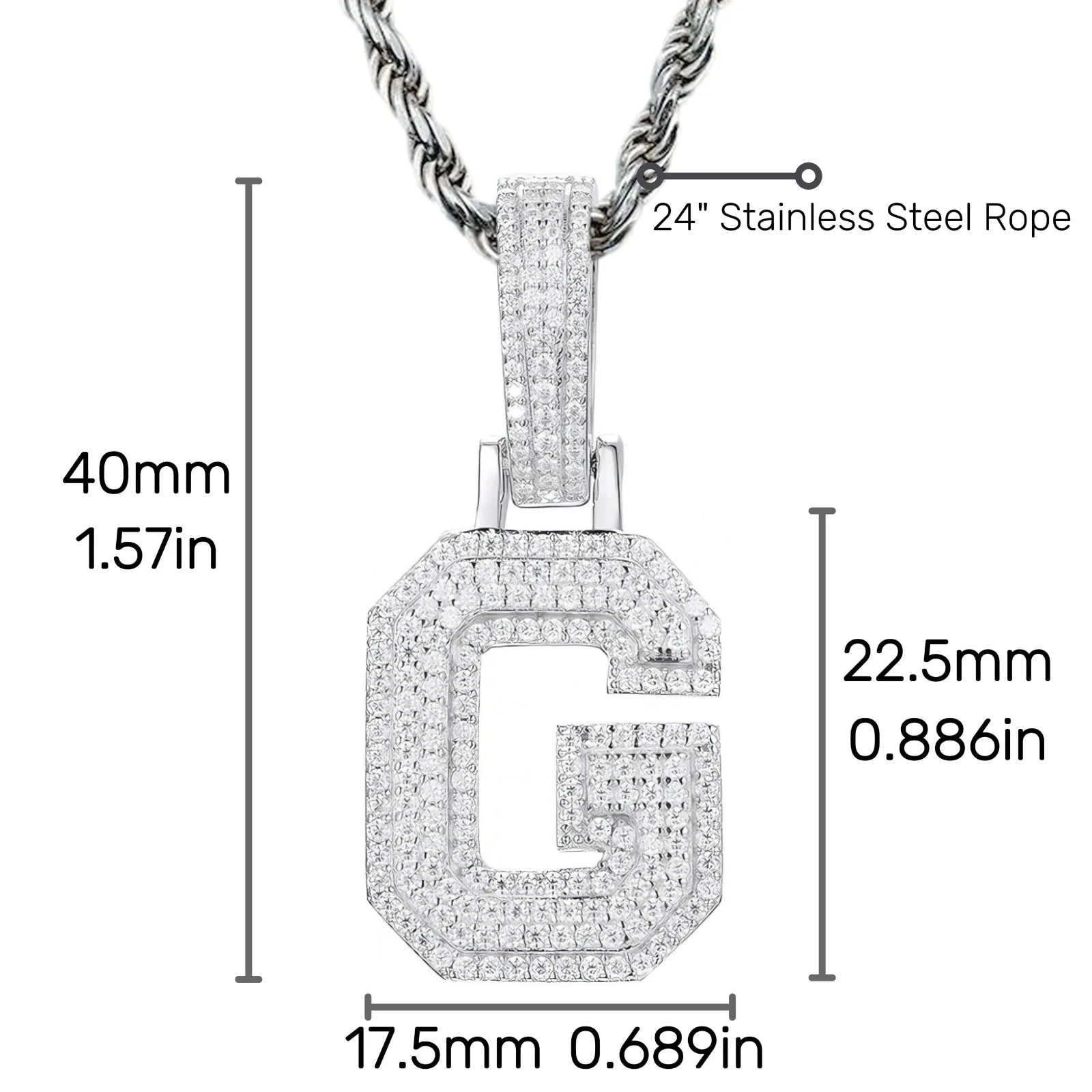Moissanite Pendant Necklace - A-Z Letter Iced Out