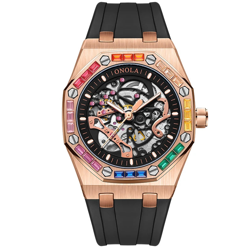 Skeleton Automatic Watch - Diamond Mechanical Timepiece
