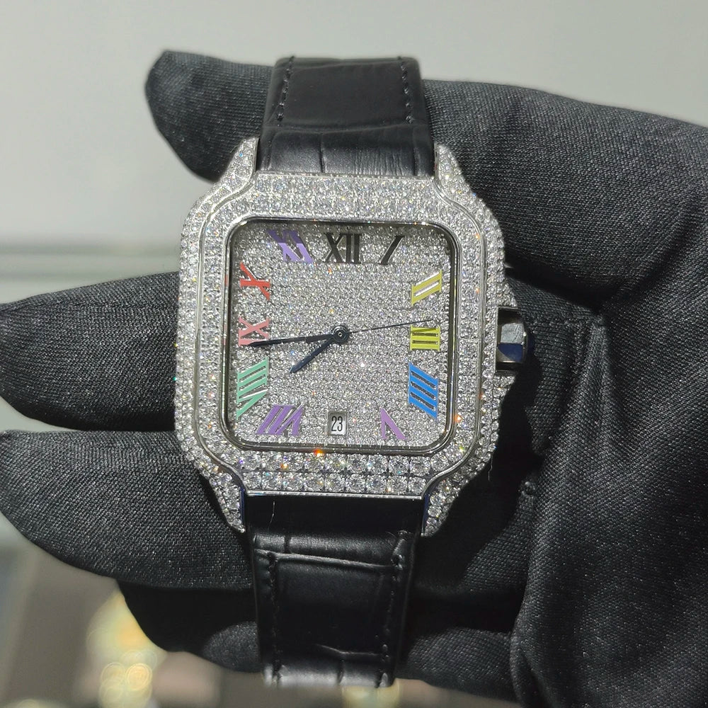 Iced Out VVS Moissanite Automatic Watch - Luxury Mechanical Timepiece