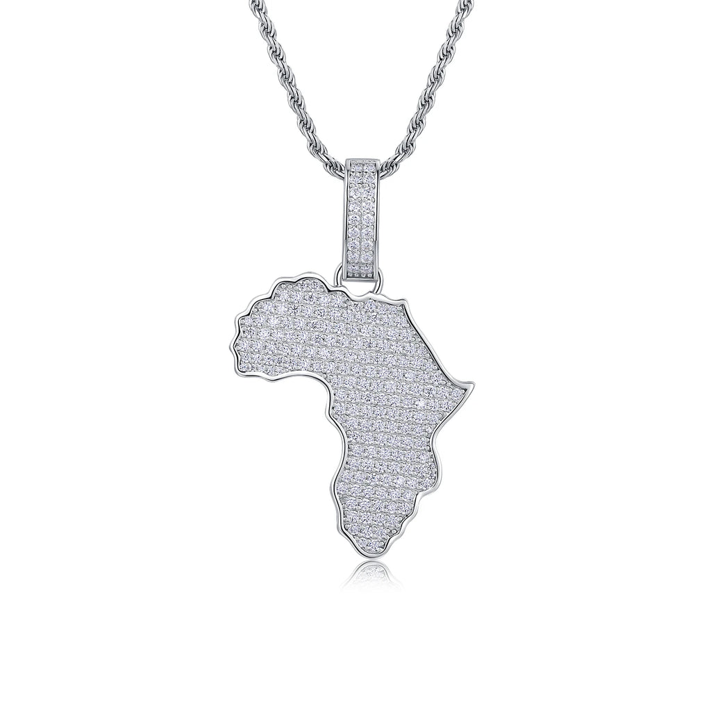 Africa Pendant Moissanite Necklace - 18K Gold Plated 925 Sterling Silver