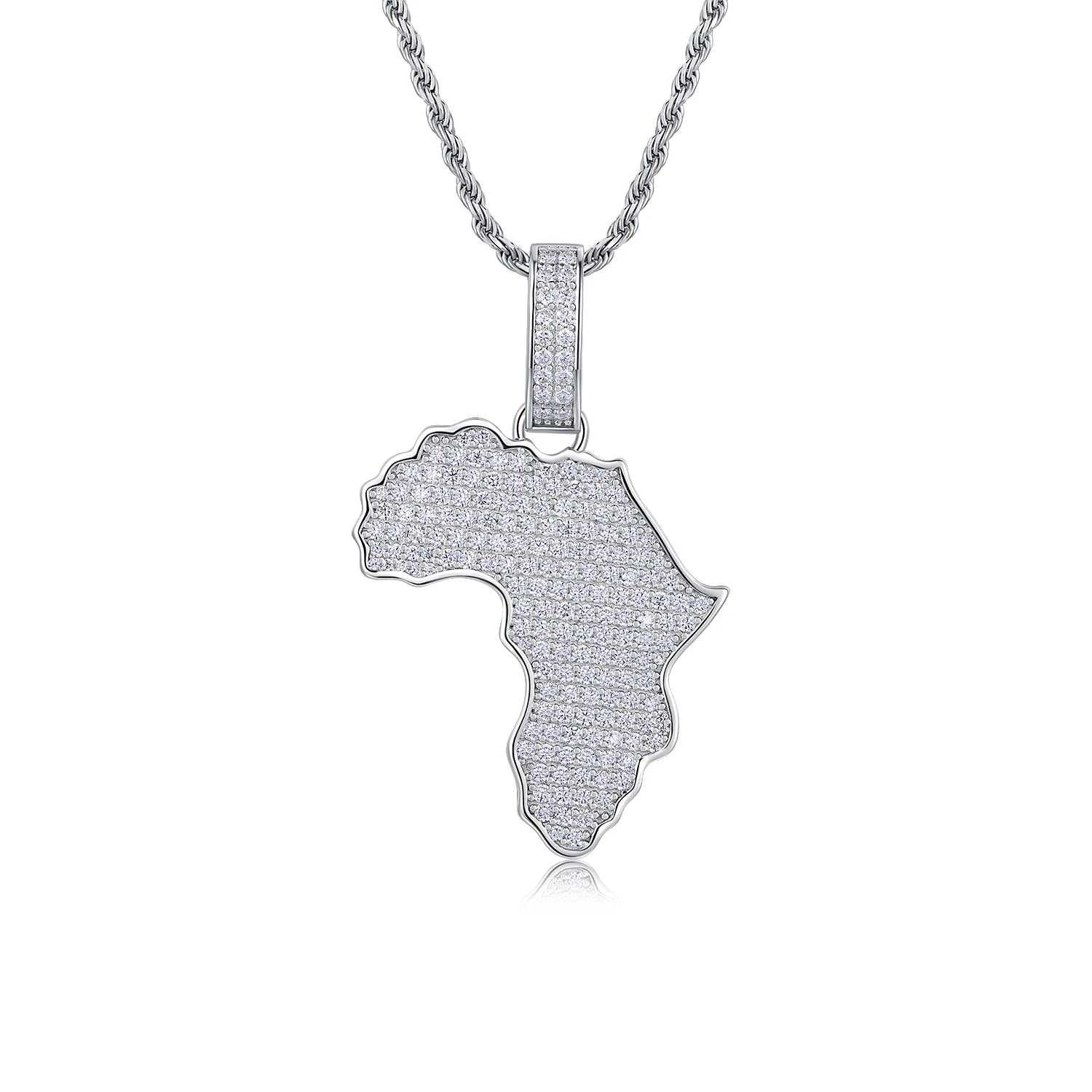 Africa Pendant Moissanite Necklace - 18K Gold Plated 925 Sterling Silver